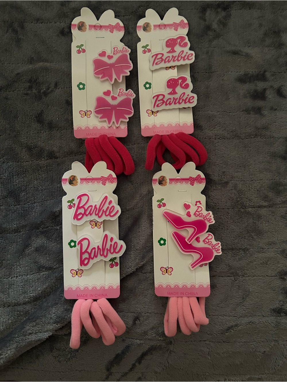 Barbie Pink and Red Hair Clips & Elastics Set